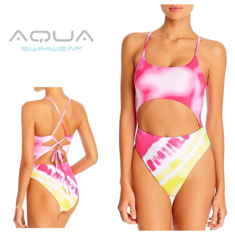 New. AQUA tie dye cut out swimsuit.